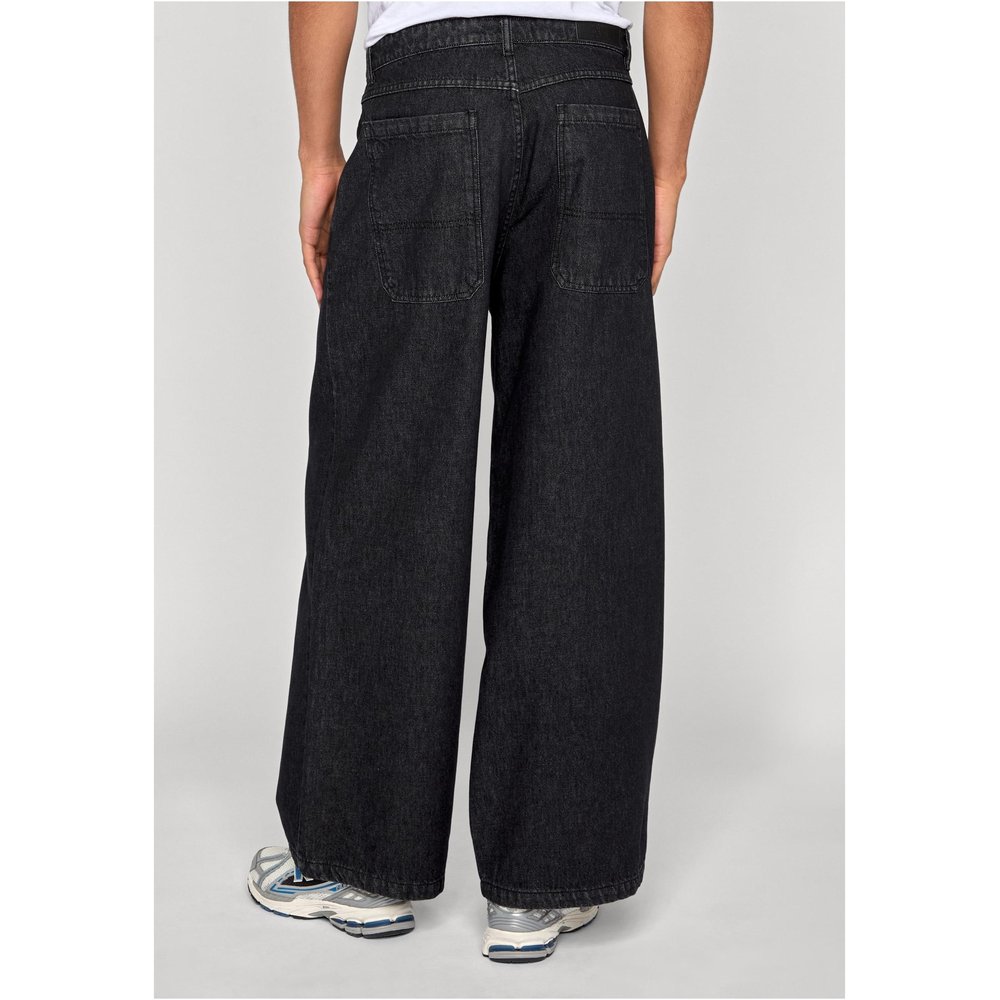Urban Classics - Pleated Jeans With Long pocket Wide leg trousers - Black